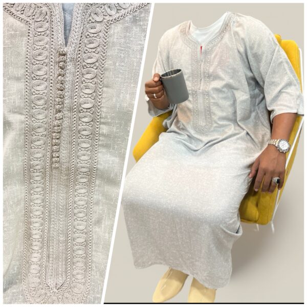 Moroccan Gandoura Men Thobe (Gray)  - Non-Hooded