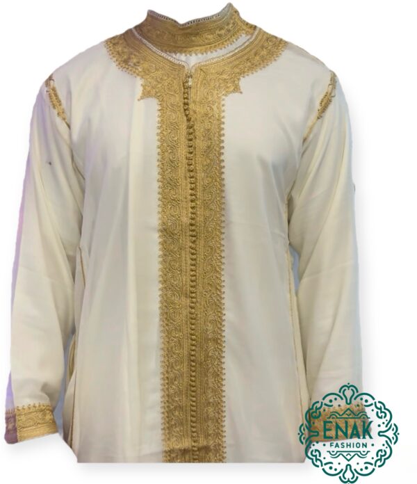 Luxury Moroccan 3-Piece Men Kaftan - Closed-Front - Image 3