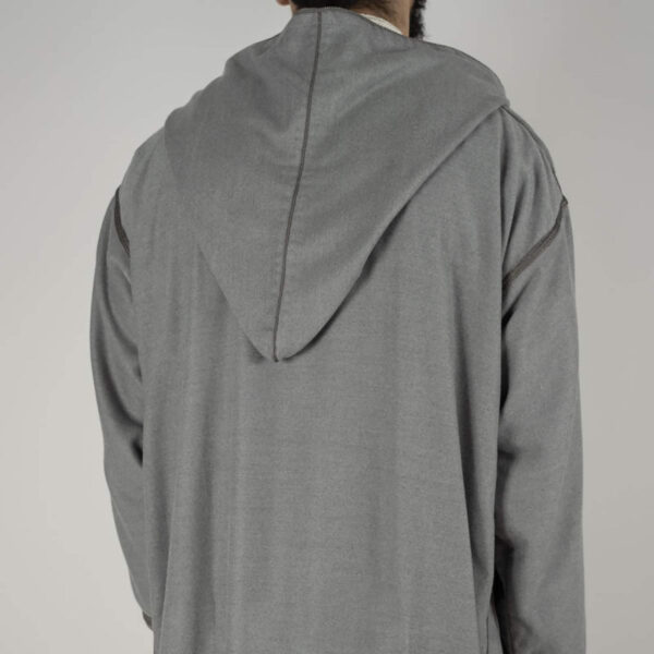 New Moroccan Men Djellaba (Gray) - Hooded - Image 4