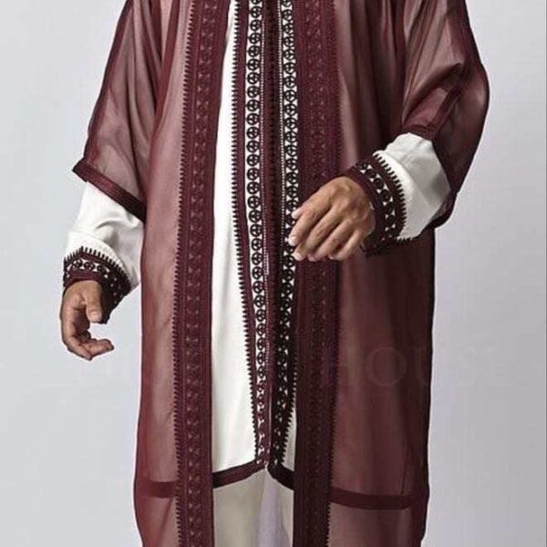 Luxury Moroccan Men 3-Piece Kaftan - Open-Front