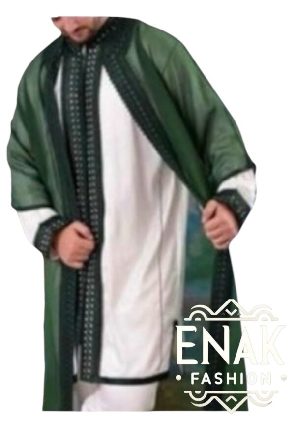 Luxury Moroccan Men 3-Piece Kaftan - Open-Front - Image 2