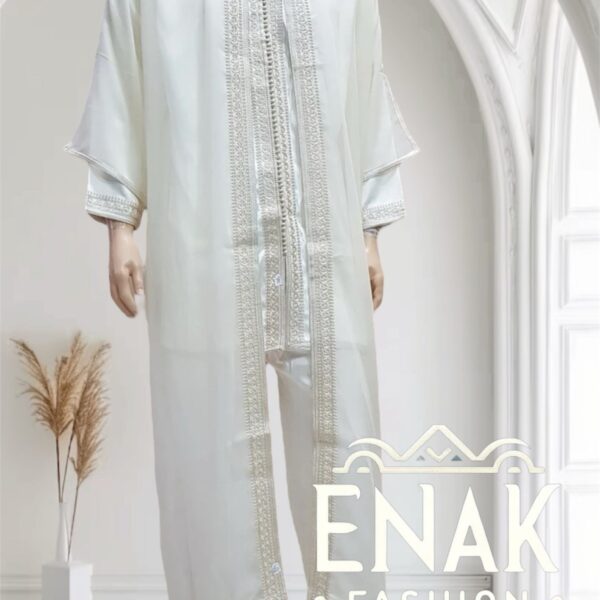 Luxury Moroccan Men 3-Piece Kaftan - Open-Front