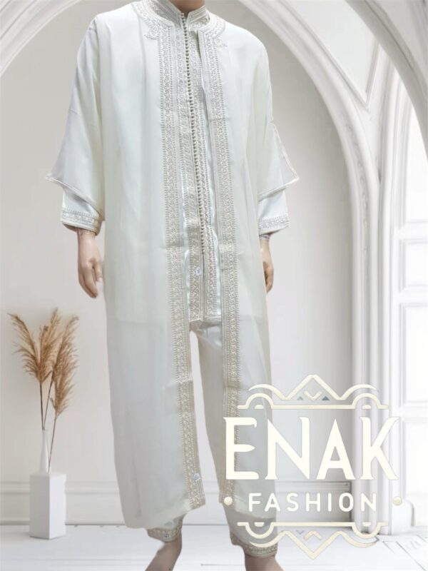 Luxury Moroccan Men 3-Piece Kaftan - Open-Front